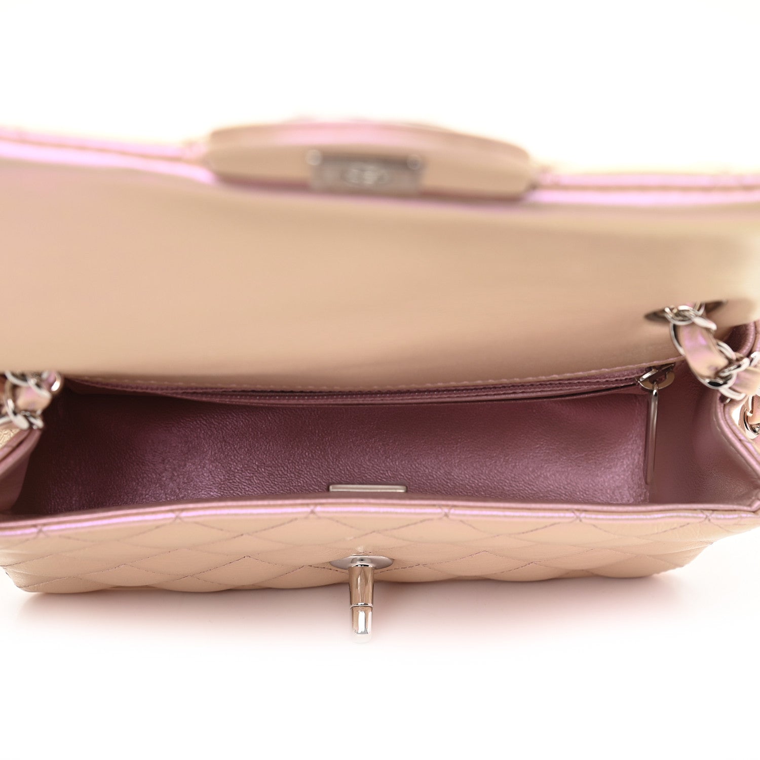 Chanel Iridescent Calfskin Quilted Mini Rectangular Flap Pink 8 of 17