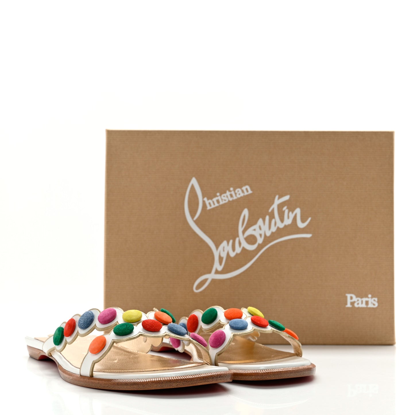 Kid Suede Smarta Flat Sandals 37.5 White Multicolor