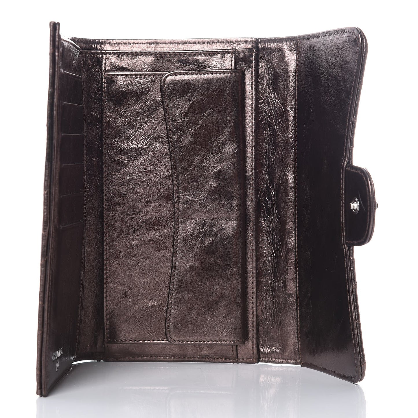 Metallic Aged Calfskin Quilted Reissue Long Flap Wallet Bronze