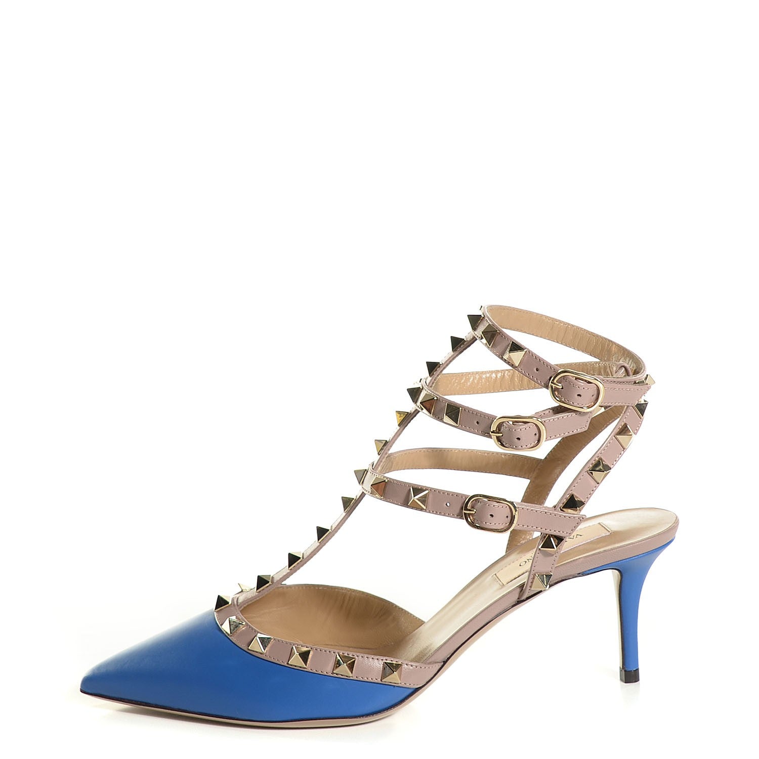 Valentino Garavani Nappa Rockstud Ankle Strap 65mm Pumps 38.5 Light Sapphire Poudre 1 of 7