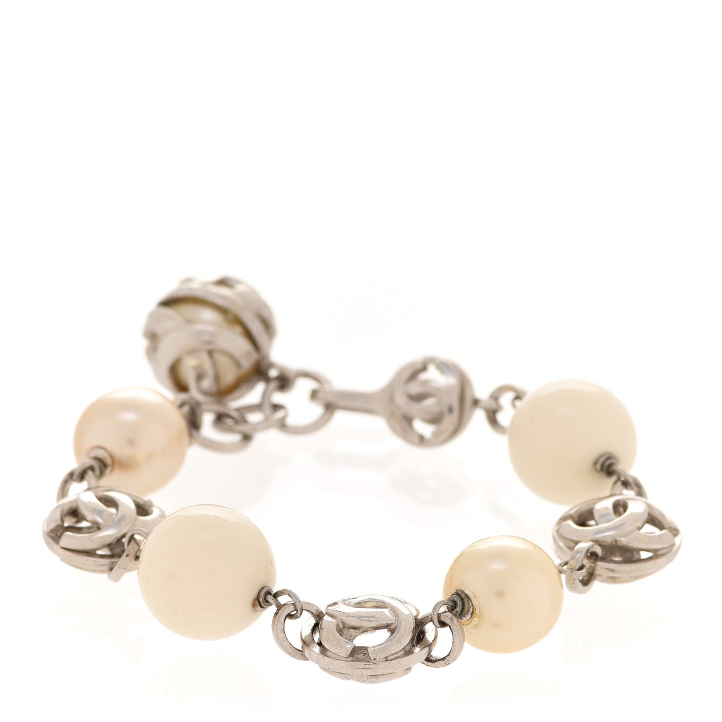 Pearl CC Bracelet Silver