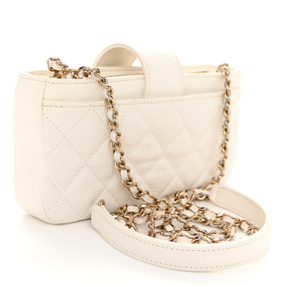 Chanel Caviar Quilted Business Affinity Phone Holder With Chain White 3 of 11