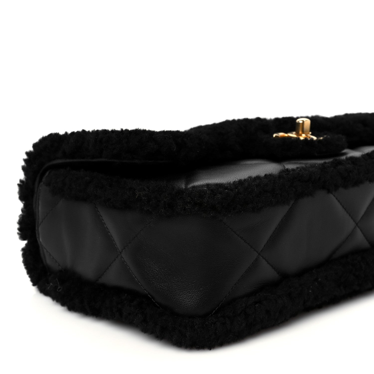 Chanel Shearling Lambskin Quilted Furry Coco Flap Black 1775560