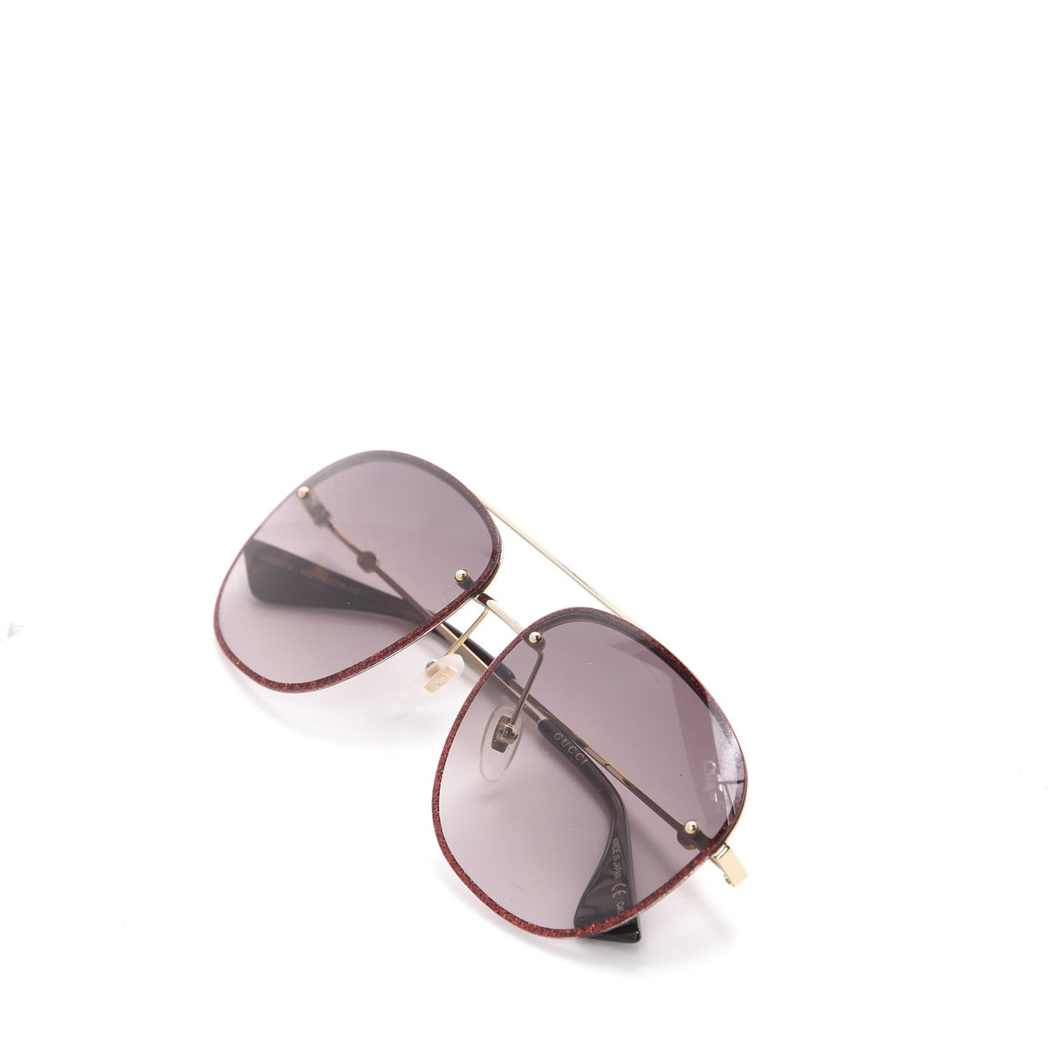 Gucci Metal Glitter Aviator Sunglasses G0227S Red Gold 8 of 9