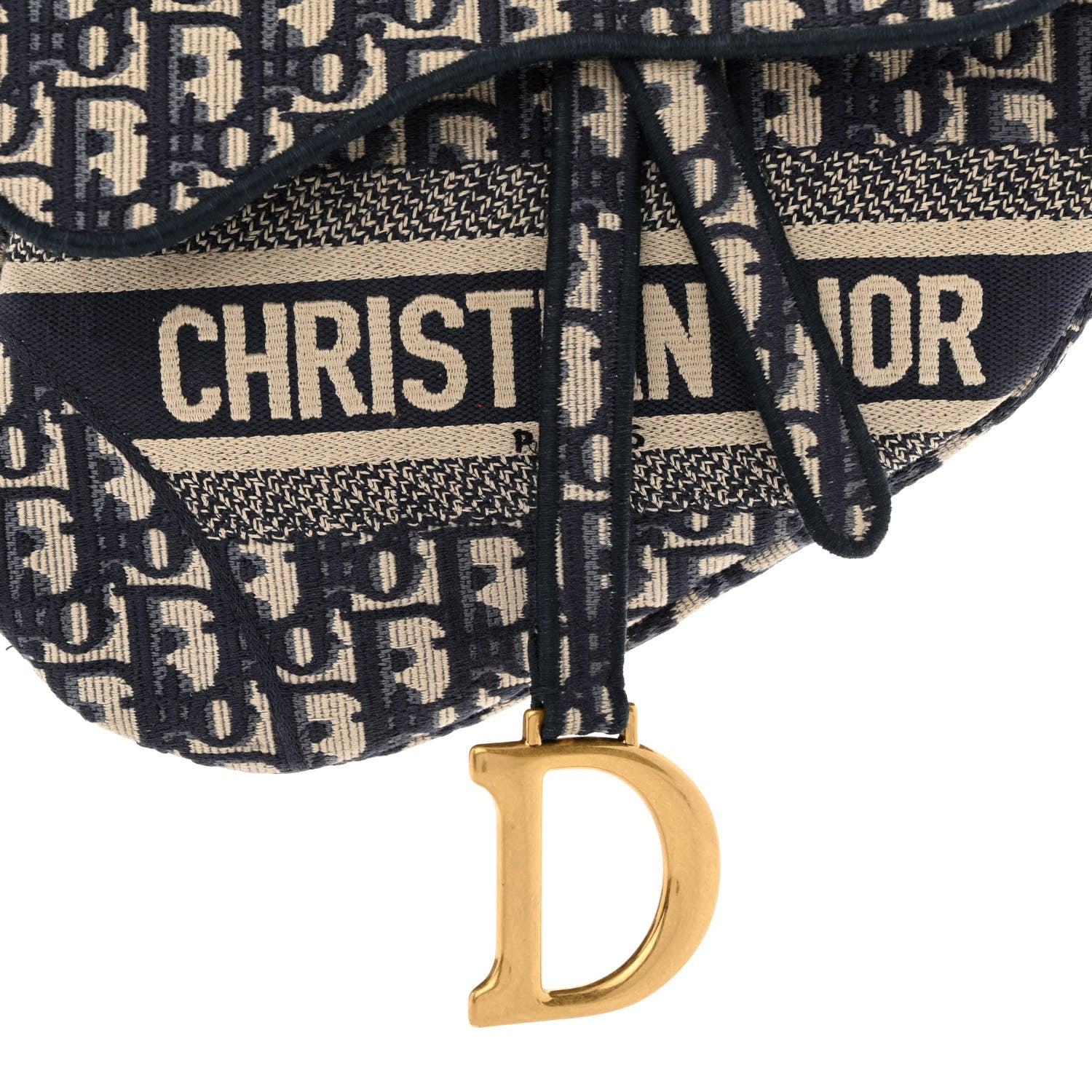 Christian Dior Oblique Embroidered Saddle Bag Blue 8 of 14