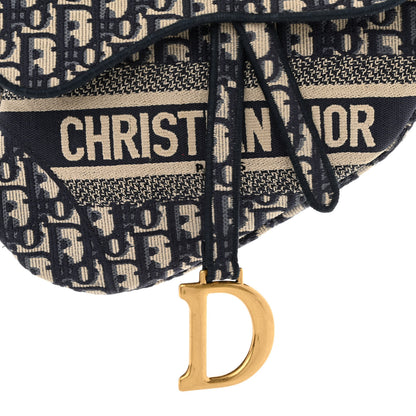 Christian Dior Oblique Embroidered Saddle Bag Blue 8 of 14