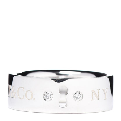 Tiffany Sterling Silver Diamond Locks Ring 49 4.75 1 of 5