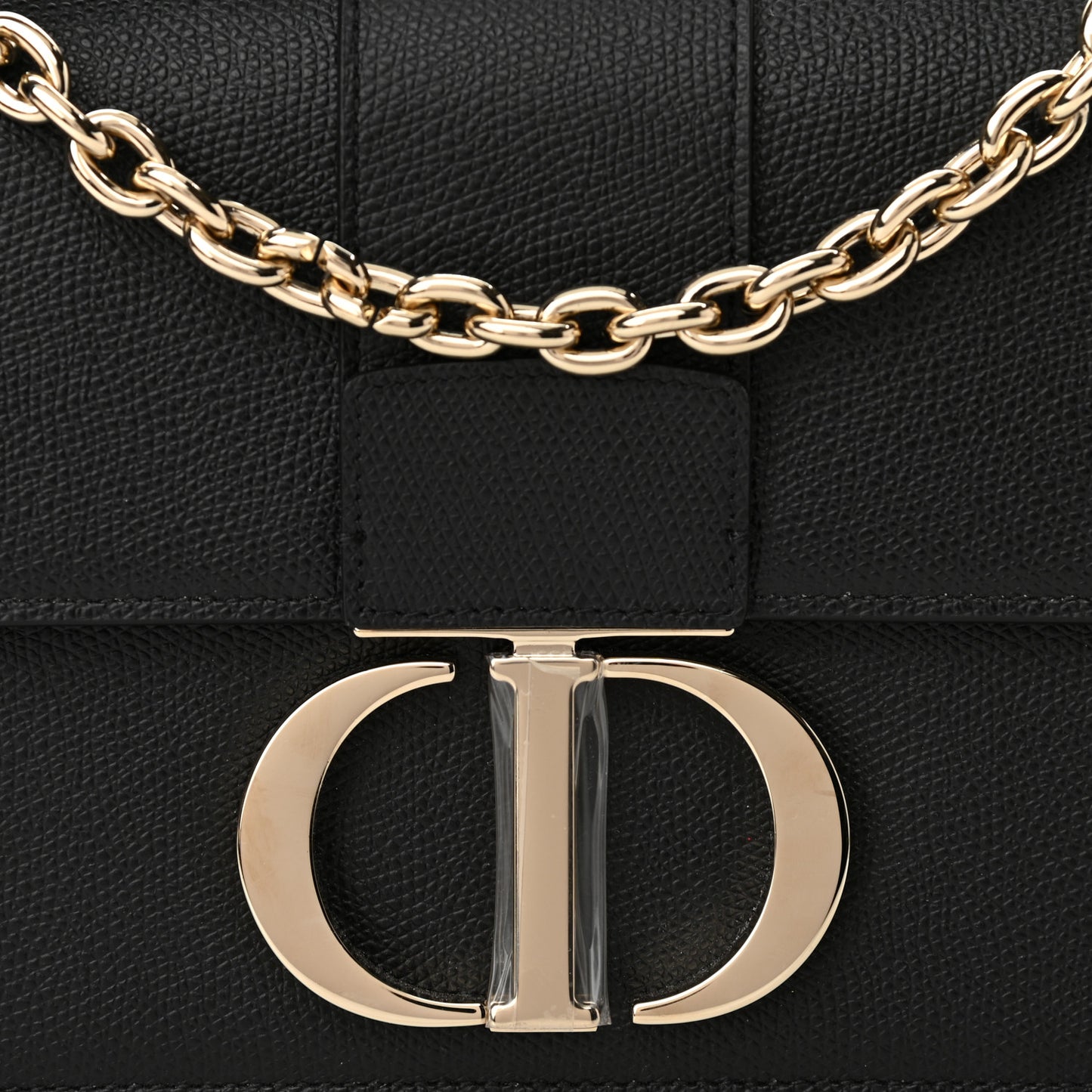 Grained Calfskin Embossed 30 Montaigne Chain Flap Bag Black