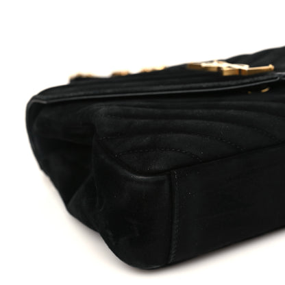 Saint Laurent Suede Matelasse Chevron Monogram Medium College Bag Black 8 of 9