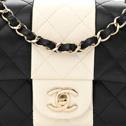 Chanel Lambskin Quilted Mini Rectangular Flap Black White 8 of 13