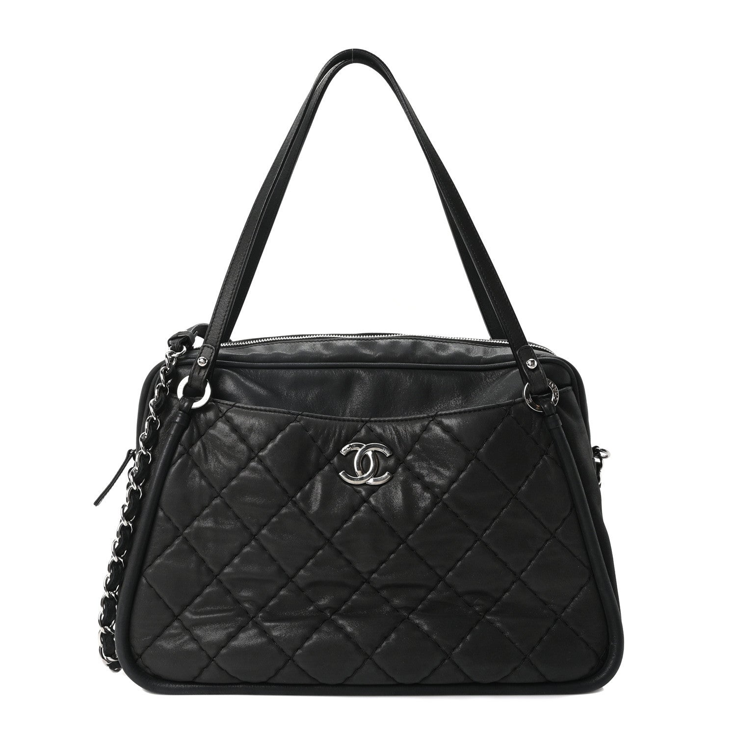 Chanel Iridescent Calfskin Quilted Relax CC Camera Case Black 2 of 19