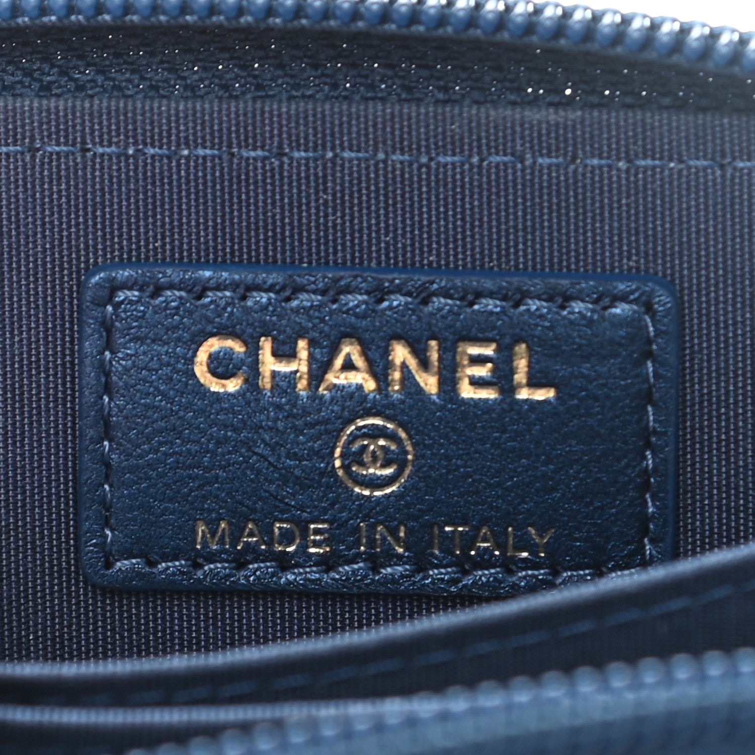Chanel Metallic Lambskin Quilted Boy Zip Around Coin Purse Wallet Blue 6 of 8