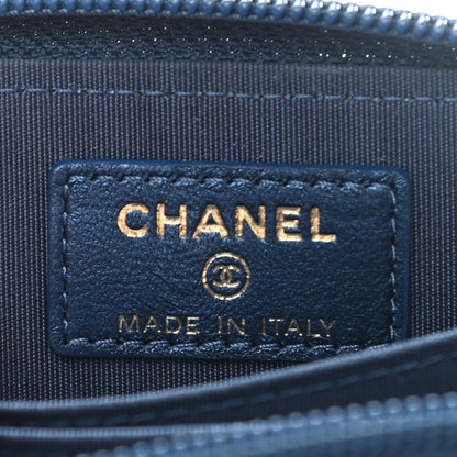 Chanel Metallic Lambskin Quilted Boy Zip Around Coin Purse Wallet Blue 6 of 8