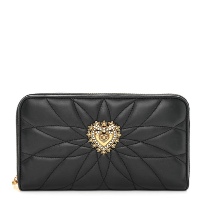Dolce & Gabbana Nappa Quilted Devotion Zip Around Wallet Black 1 of 12