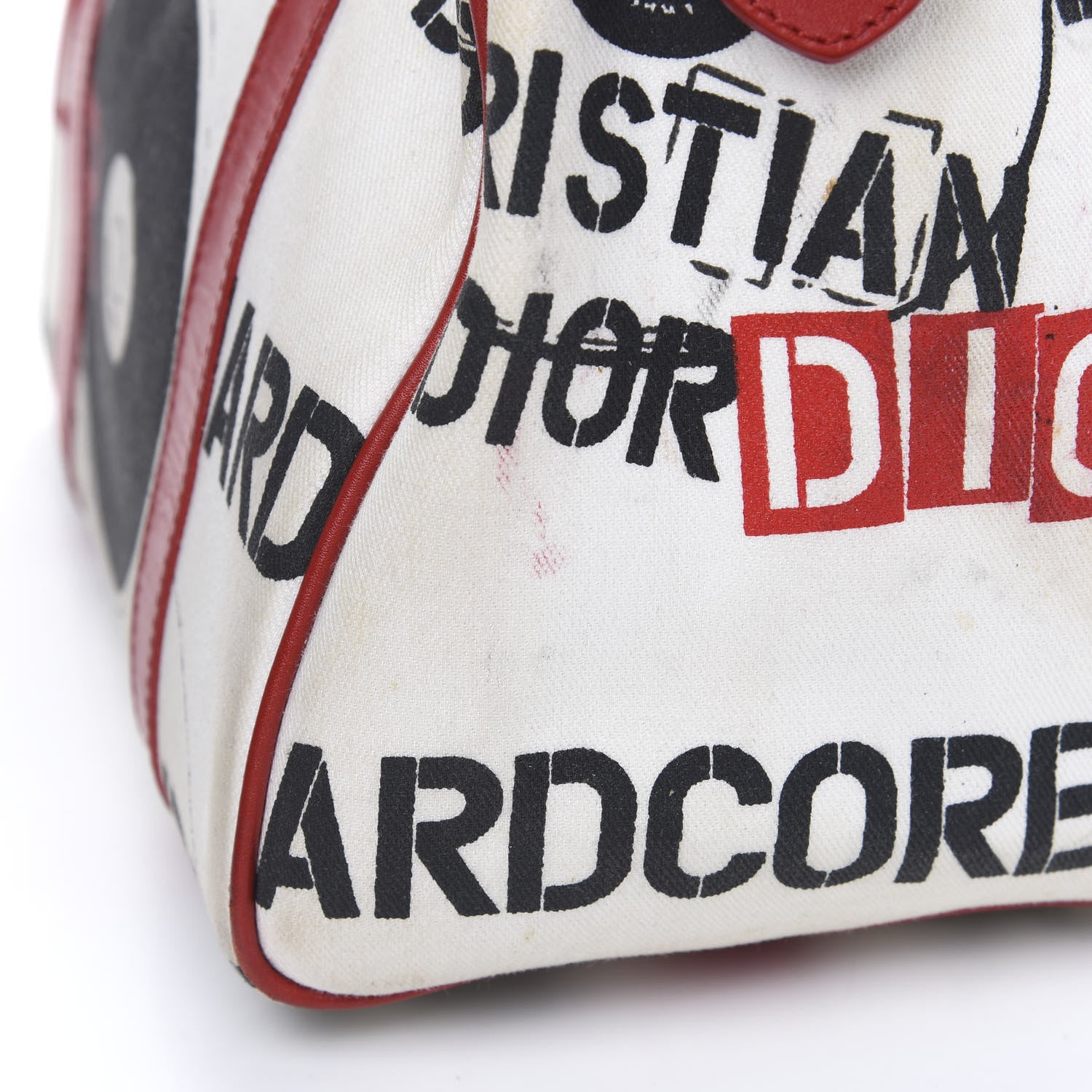 Christian Dior Canvas Hardcore Pierced Boston Black Red White 15 of 17