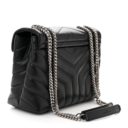Saint Laurent Calfskin Y Quilted Monogram Small Loulou Chain Satchel Black 3 of 12