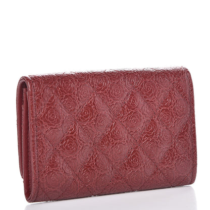Chanel Calfskin Camellia Embossed Quilted Card Holder Burgundy 3 of 8
