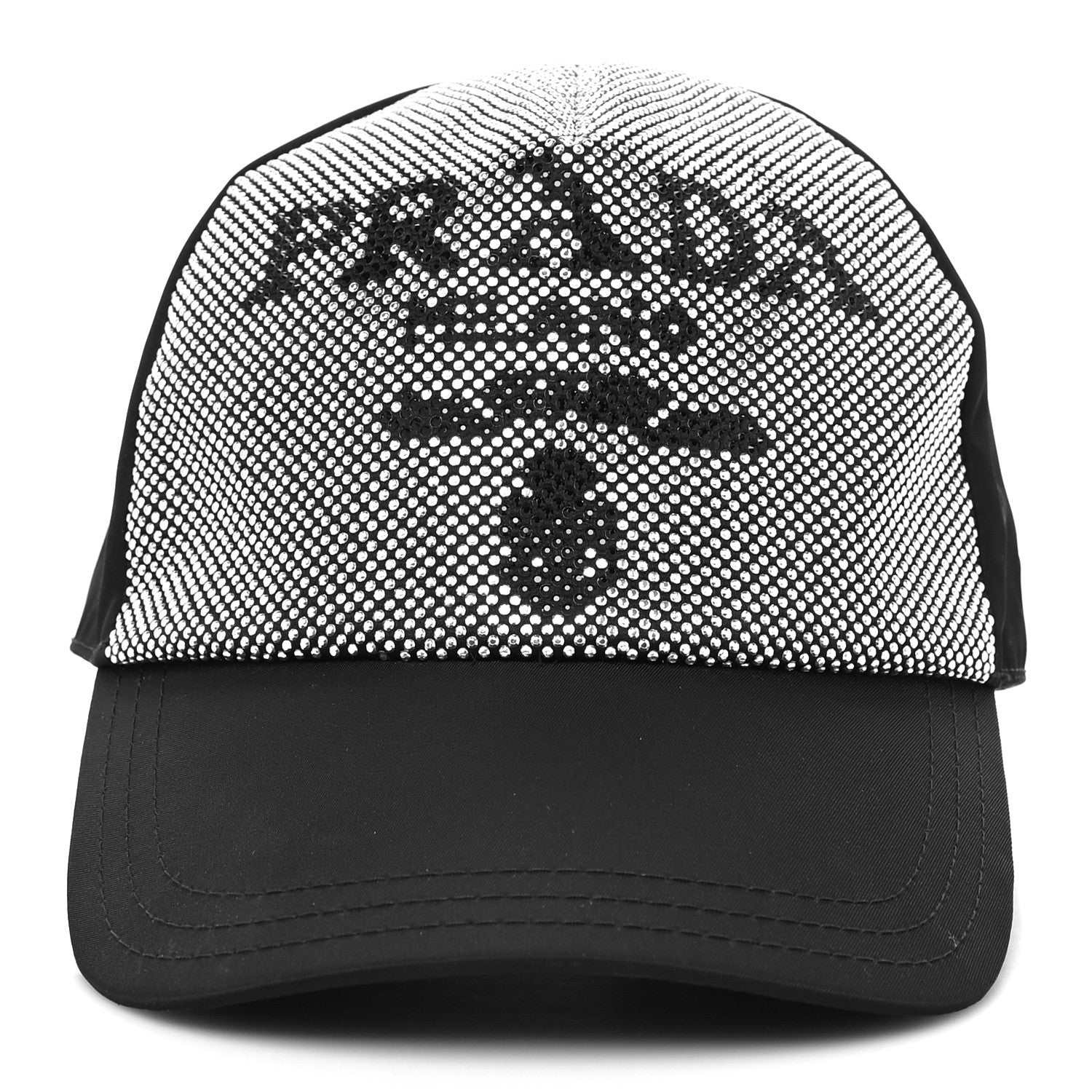 Prada Tessuto Nylon Micro Beaded Logo Mens Baseball Cap M Black Acciaio 2 of 7