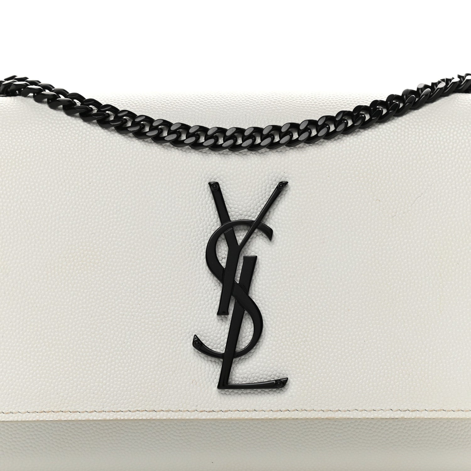 Saint Laurent Grain De Poudre Small Monogram Kate Satchel Porcellana Black 7 of 12
