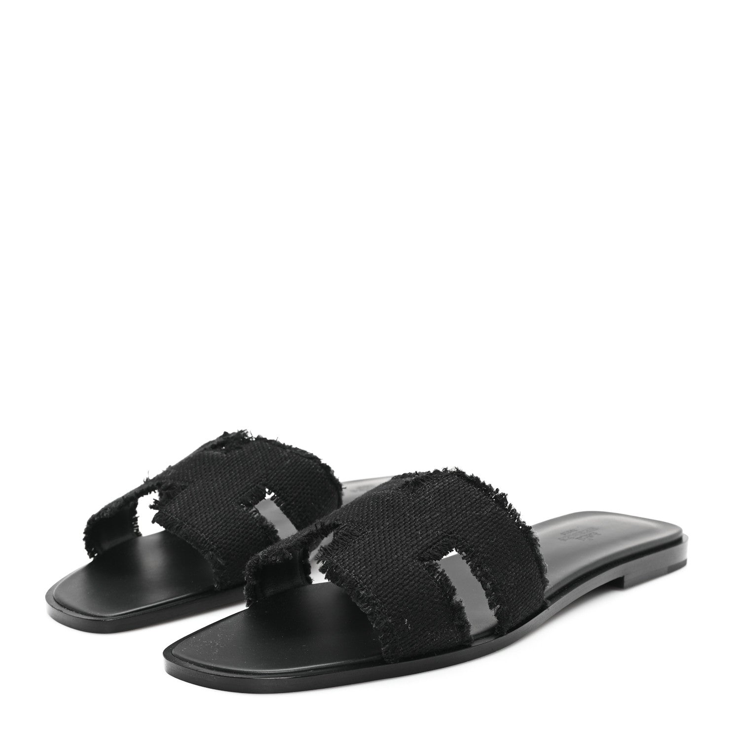 Hermes Toile H Oran Fringe Sandals 41 Black 4 of 10