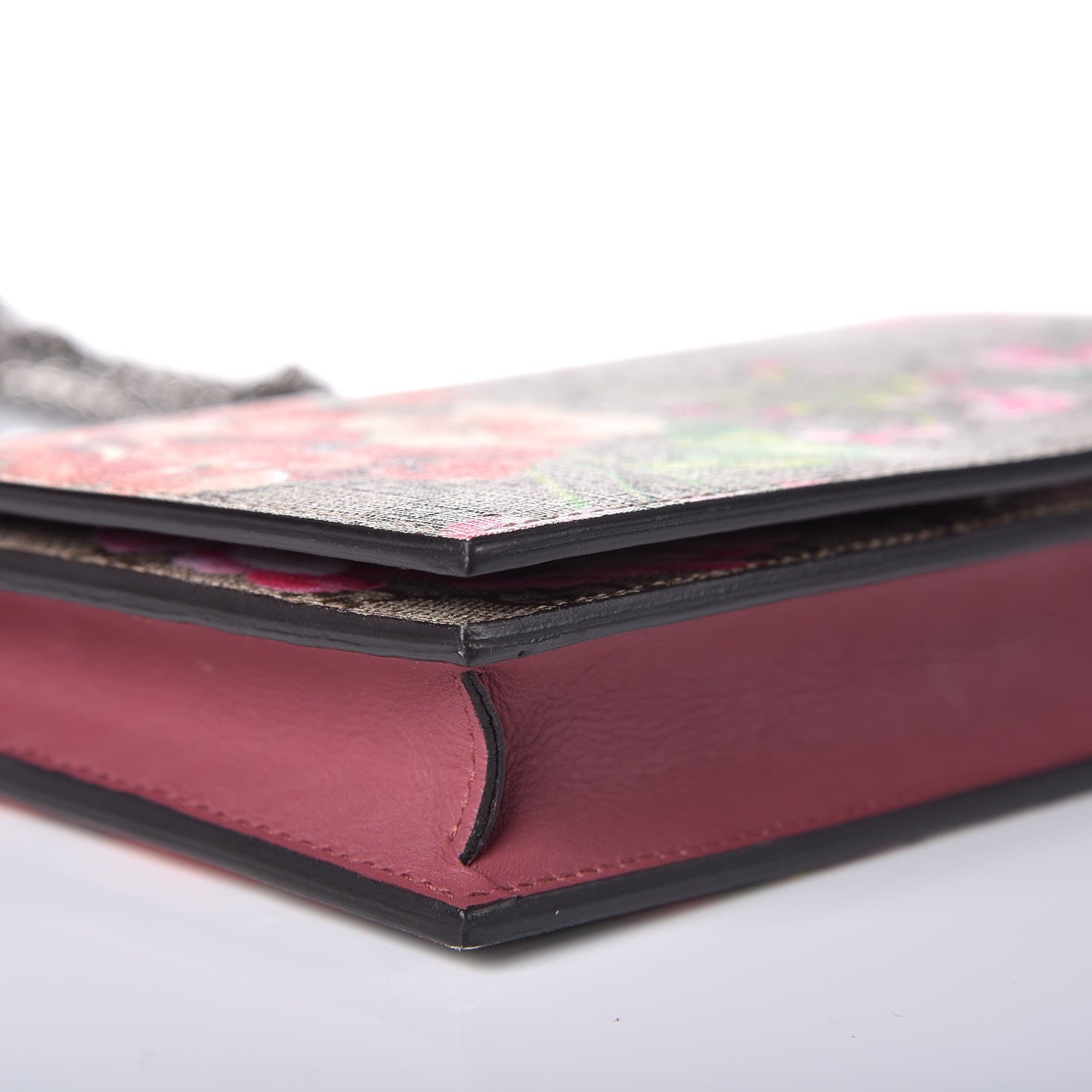 Gucci GG Supreme Monogram Blooms Chain Wallet Beige Multicolor Dry Rose 9 of 11