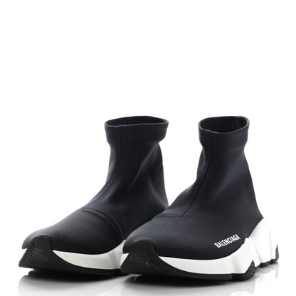 Balenciaga Neoprene Knit Womens Speed Sneakers 35 Black White 3 of 11