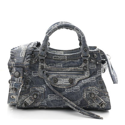 Balenciaga Denim BB Monogram Neo Cagole Handbag XS Blue 1 of 11
