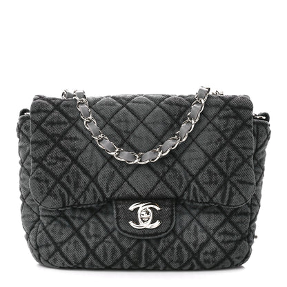 Chanel Washed Denim Quilted Small Denimpression Flap Grey Black 1 of 11