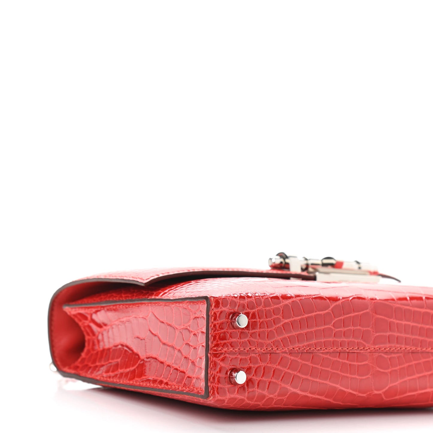 Shiny Alligator Mini Verrou Chaine Bag Geranium