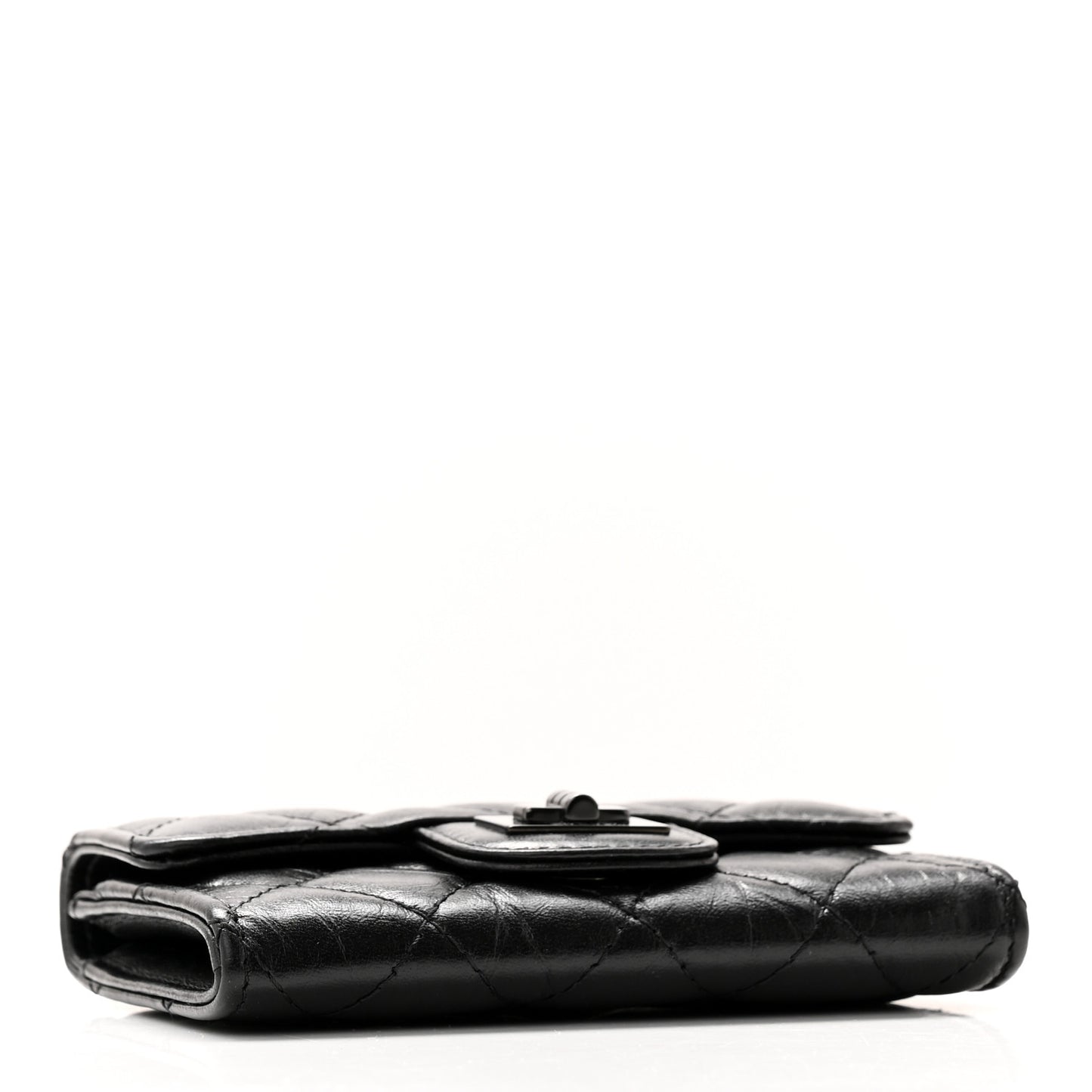 Aged Calfskin Quilted Reissue Flap Card Holder So Black