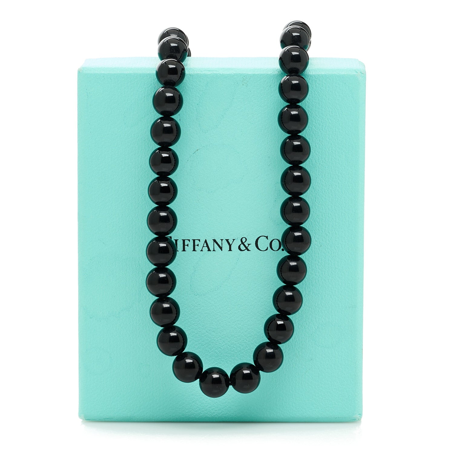 Tiffany Sterling Silver Black Onyx Bead Toggle Necklace 6 of 6