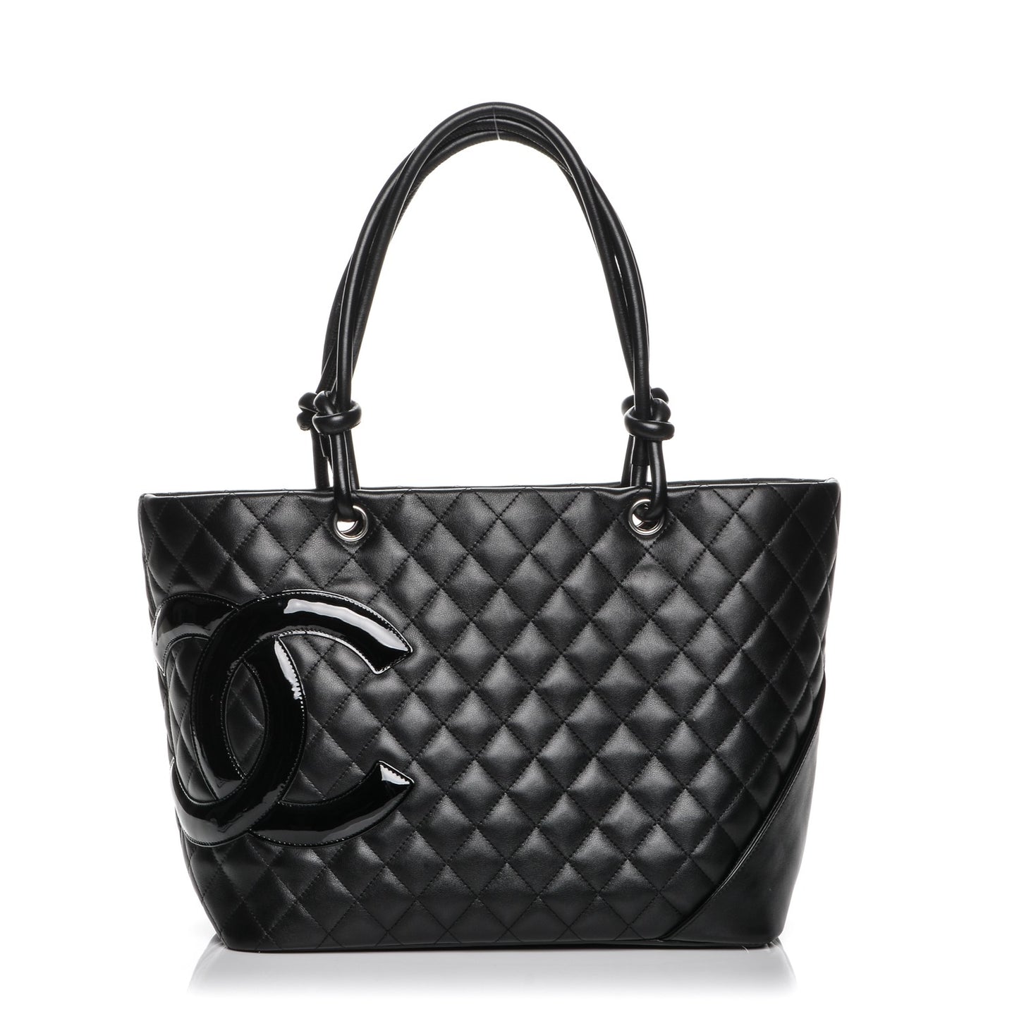 Calfskin Quilted Large Cambon Tote Black