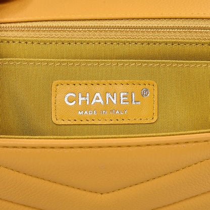 Chanel Caviar Chevron Quilted Medium Single Flap Yellow 6 of 8