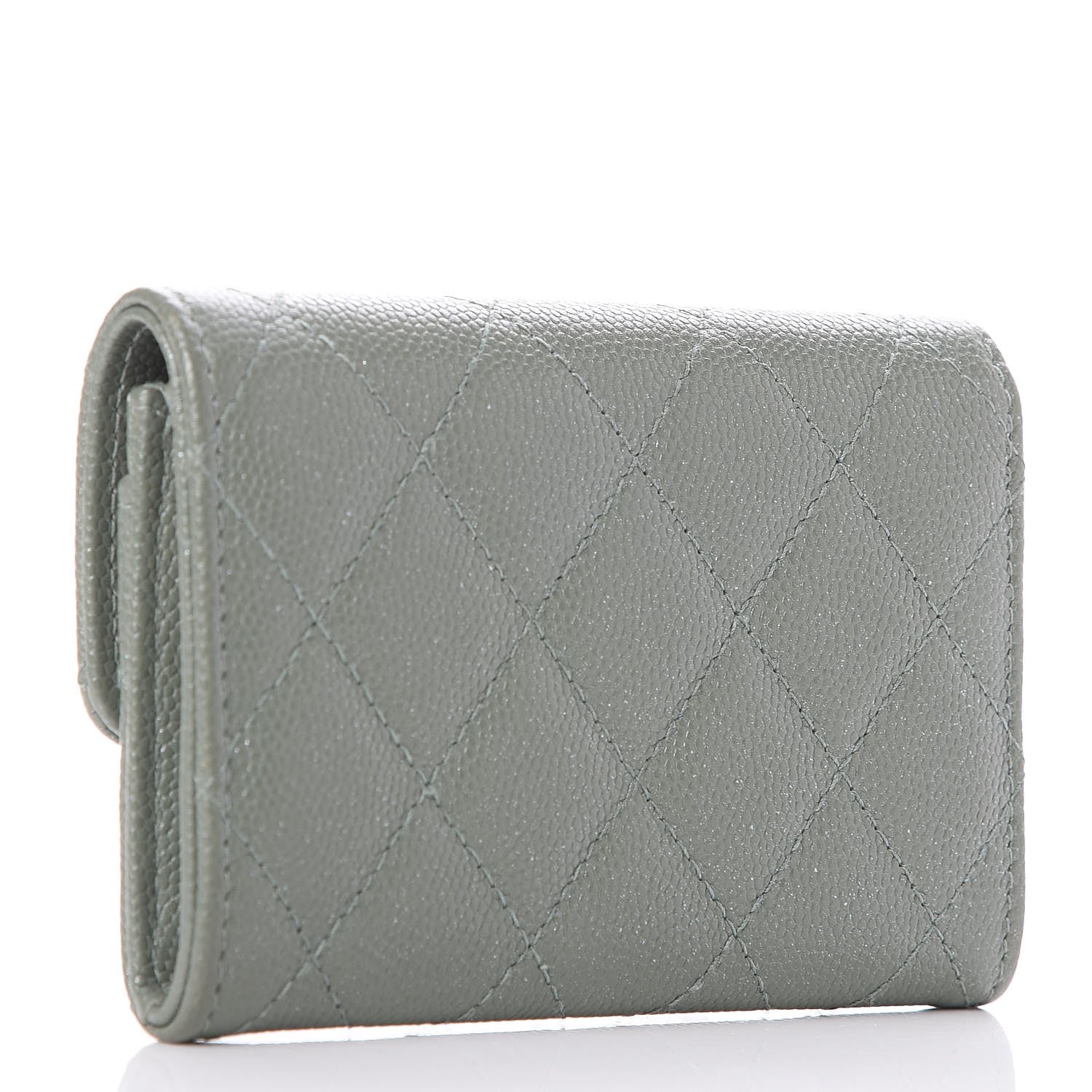 Chanel Iridescent Caviar Quilted Flap Card Holder Green 3 of 9