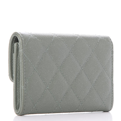 Chanel Iridescent Caviar Quilted Flap Card Holder Green 3 of 9