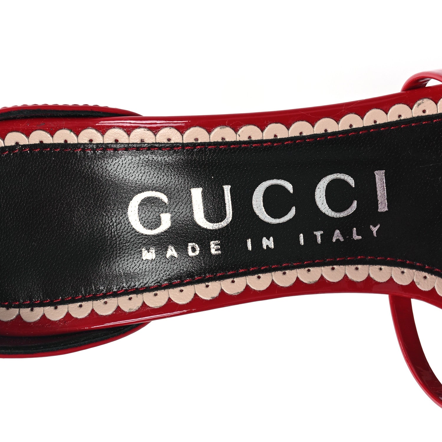 Gucci Patent Crystal Double G Ankle Wrap Sandals 36 Red 7 of 7