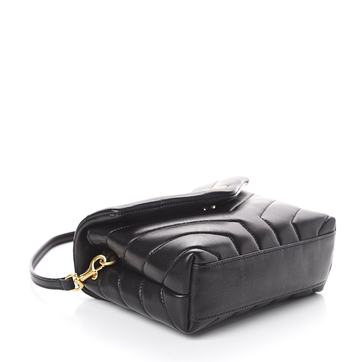 Calfskin Y Quilted Monogram Toy Loulou Crossbody Bag Black