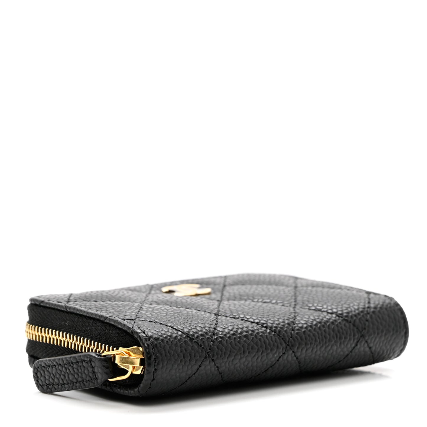 Caviar Quilted Zip Coin Purse Black