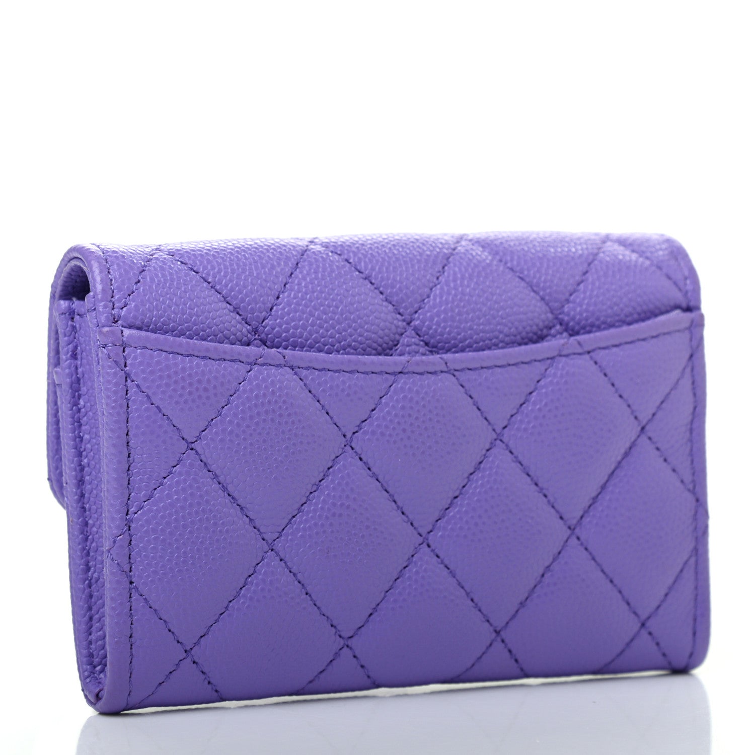 Chanel Caviar Quilted Flap Card Holder Wallet Purple 3 of 8