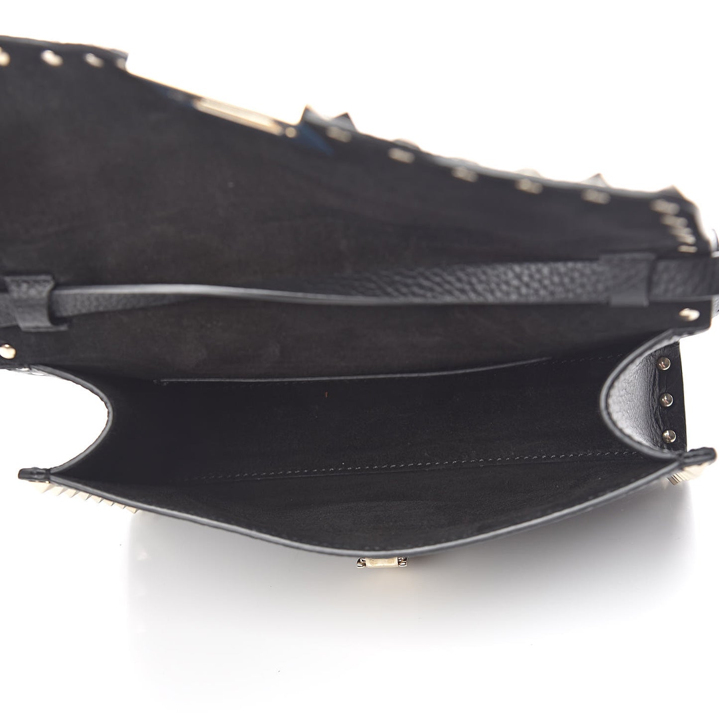 Pebbled Calfskin Medium Rockstud Flip Lock Crossbody Bag Black