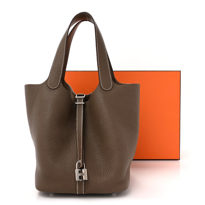 Hermes Taurillon Clemence Picotin Lock 22 MM Etoupe 13 of 13