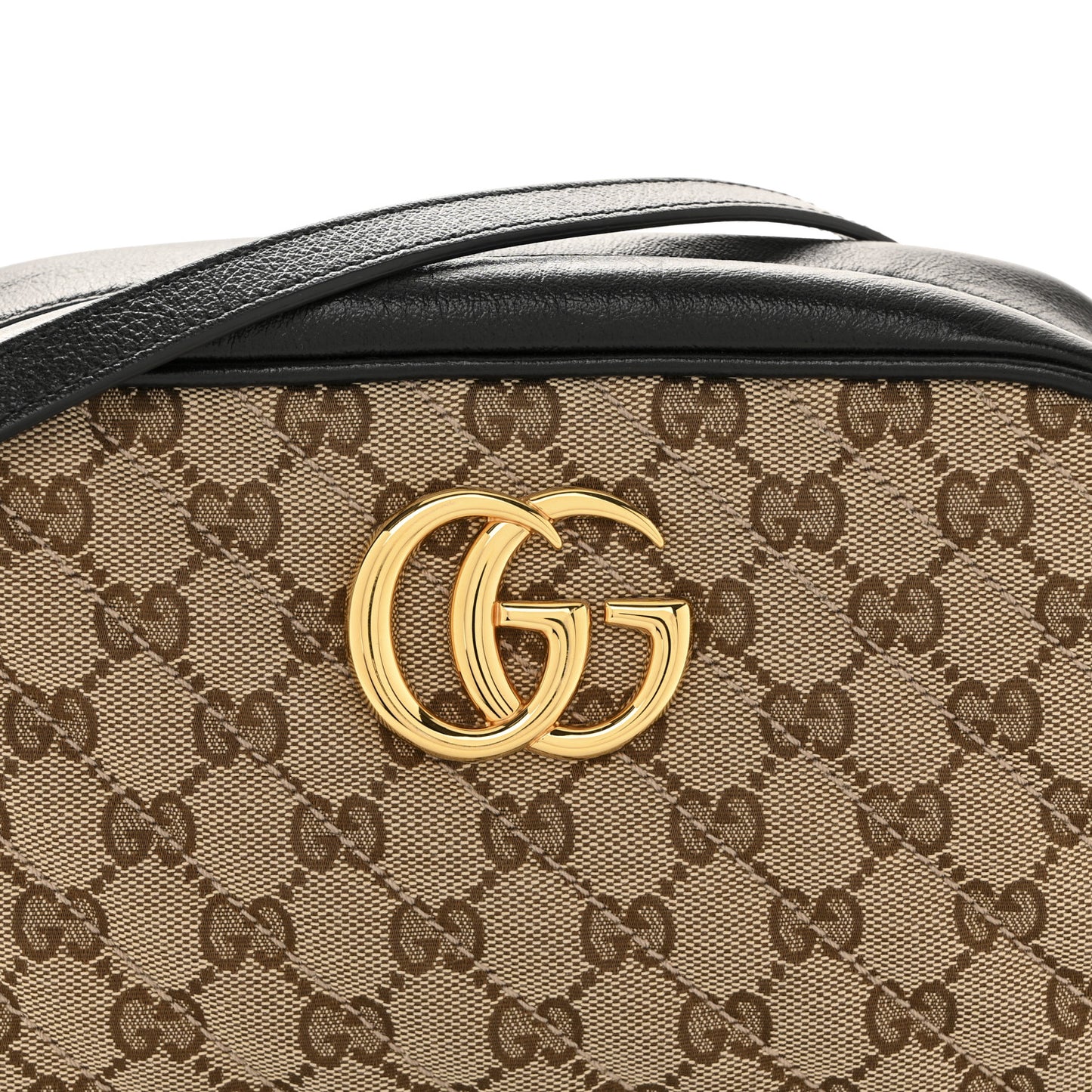 Monogram Matelasse Diagonal Small GG Marmont Chain Shoulder Bag Beige Black
