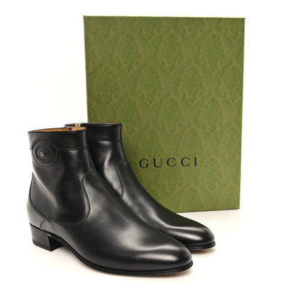Gucci New Waxed Calfskin Mens Adel GG Ankle Boots 9 Black 10 of 10