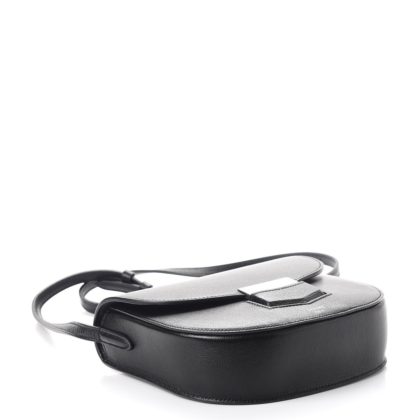 Shiny Textured Calfskin Small Trotteur Black