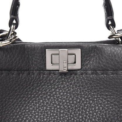 Fendi Cuoio Romano Selleria Bi-Color Mini Peekaboo Iconic Satchel Asfalto Latte 10 of 10