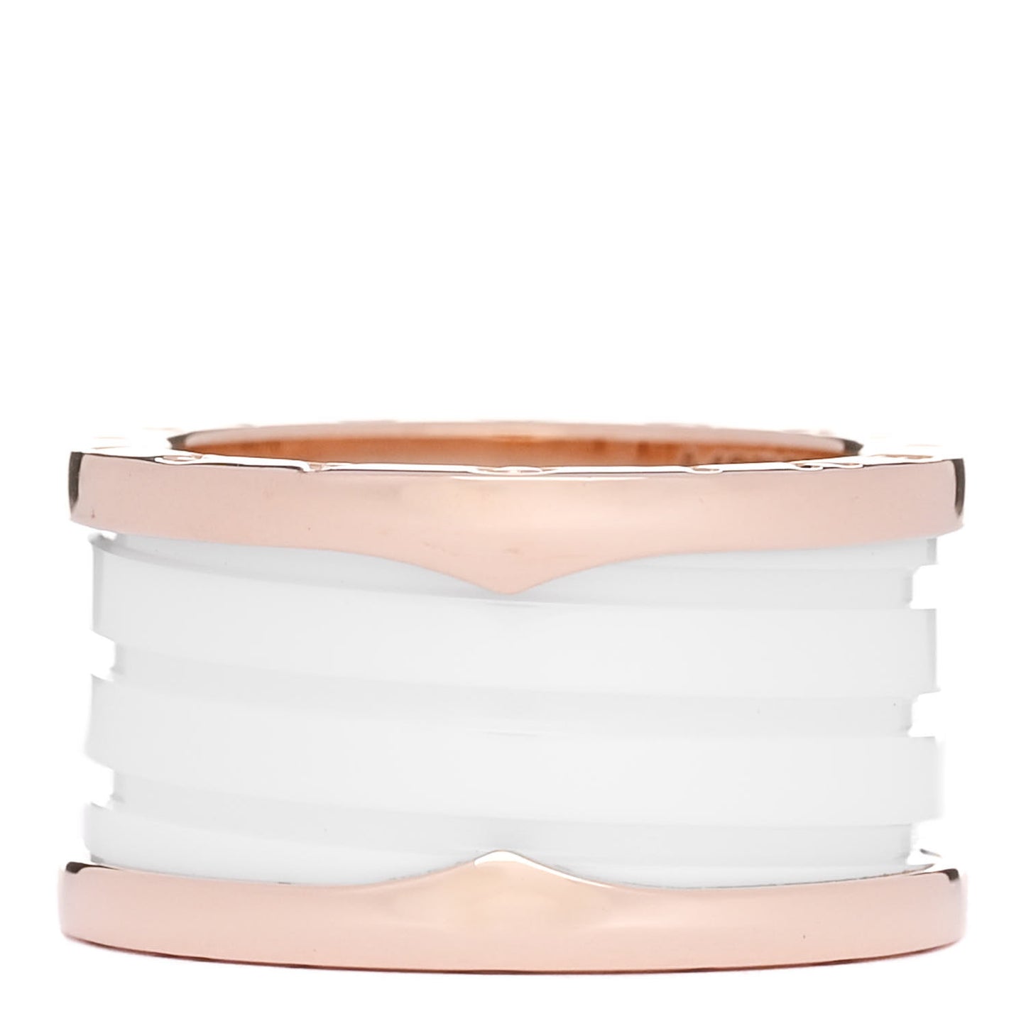 18K Rose Gold White Ceramic B.Zero1 Four-Band Ring 54 6.75