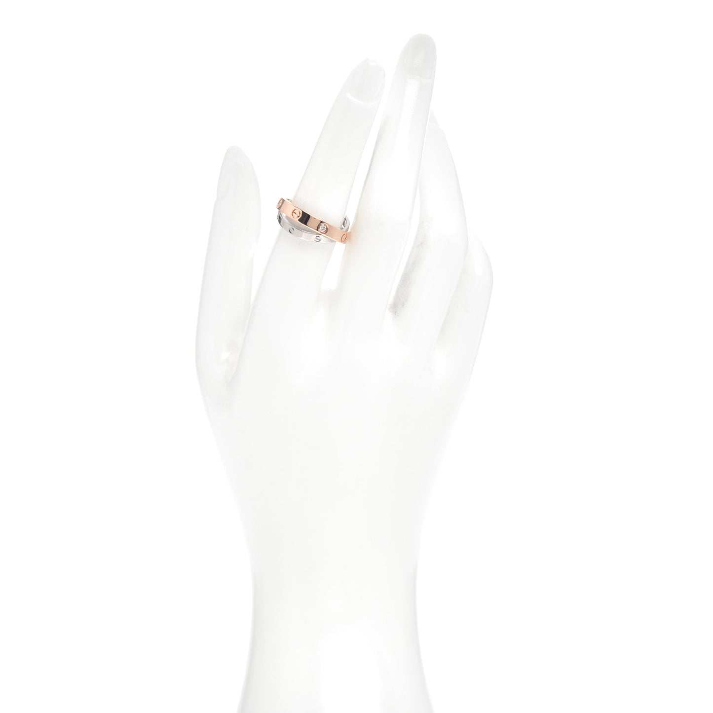 18K Pink White Gold 6 Diamond LOVE Ring 53 6.25