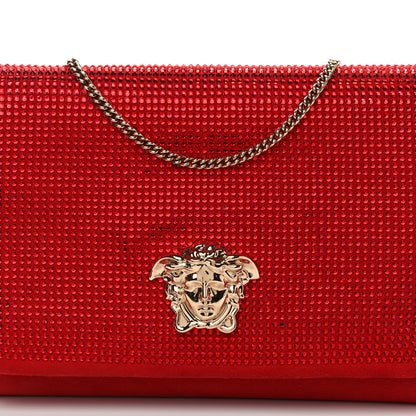 Versace Suede Palazzo Crystal Chain Evening Bag Red 8 of 11