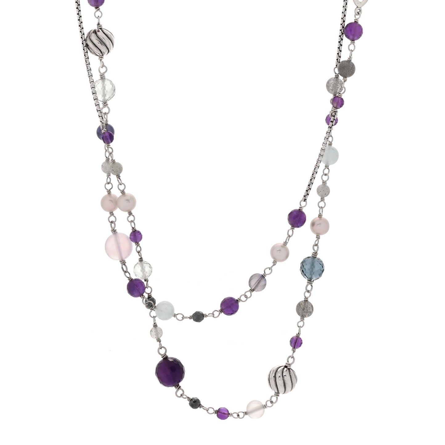 Sterling Silver Multi Gemstone Elements Station Necklace