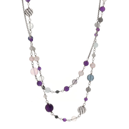 David Yurman Sterling Silver Multi Gemstone Elements Station Necklace 1 of 4